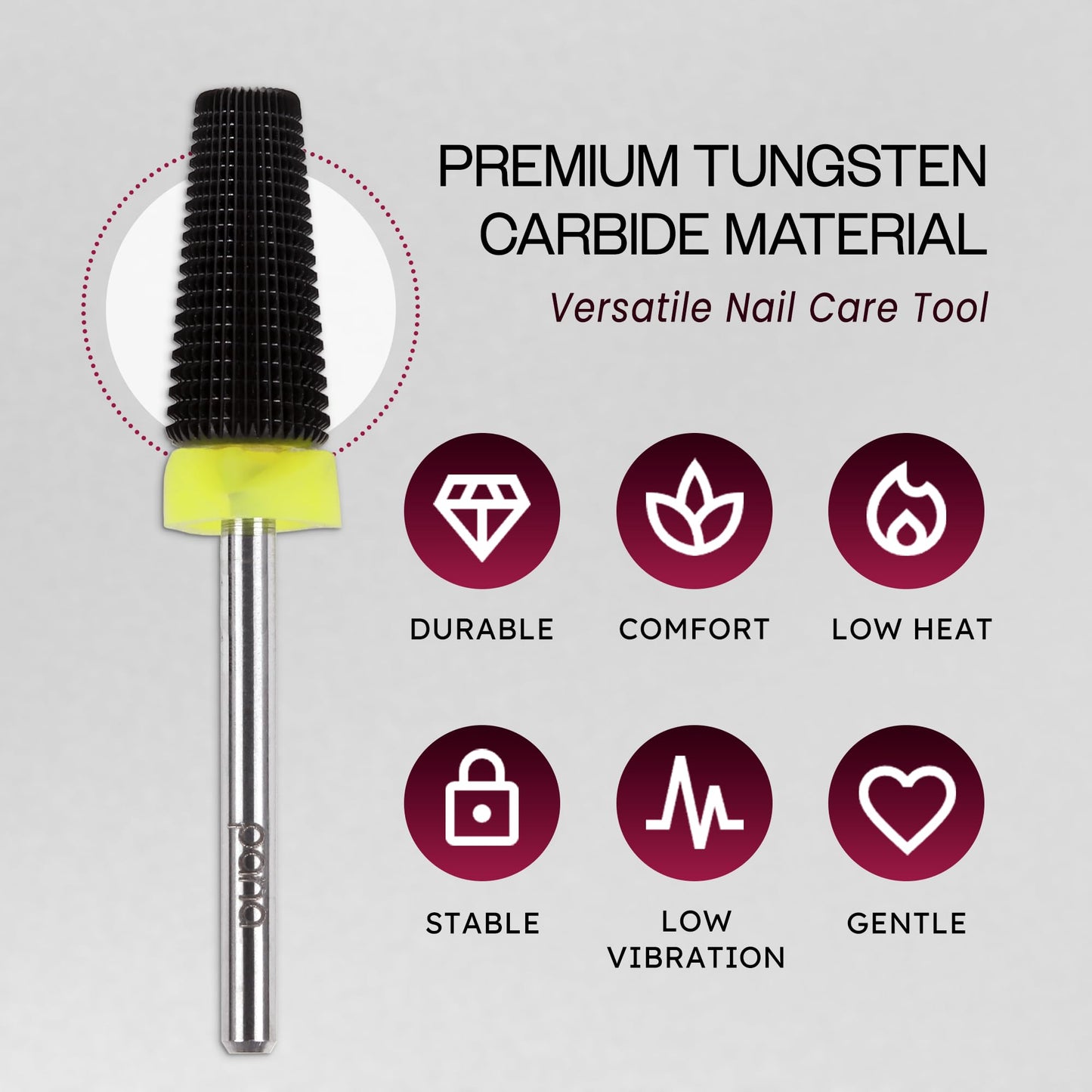 PANA Nail Carbide 5 in 1 Bit - Two Way Rotate use for Both Left and Right Handed - Fast Remove Acrylic or Hard Gel - 3/32" Shank - Manicure, Nail Art, Drill Machine (Fine - F, Silver)