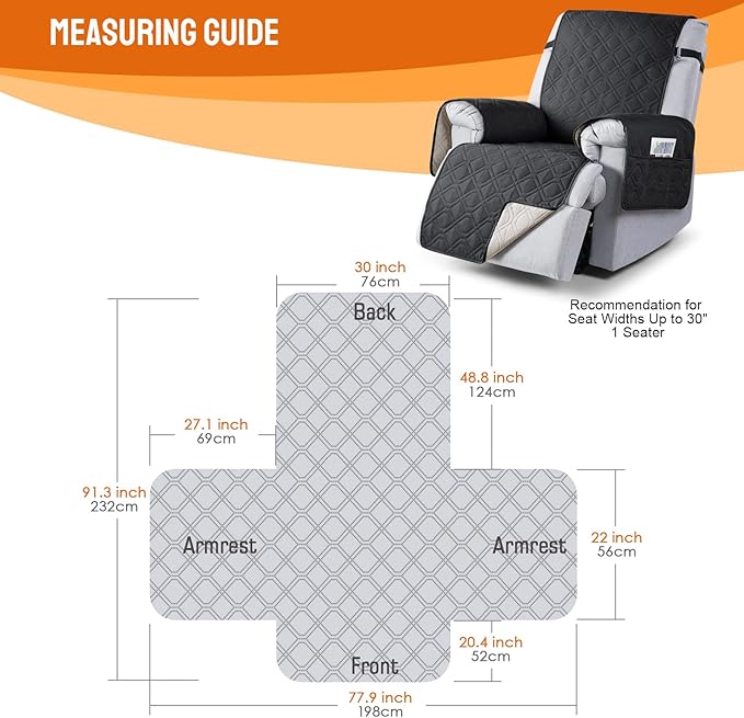 VANSOFY 100% Waterproof Recliner Chair Covers, Recliner Cover Non-Slip Dog