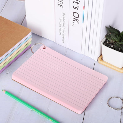 6 Pack 360 Pcs Lined Index Cards 5 x 8 Inches, Assorted Colored Flash Cards with Ring, Lined Note Cards Study Flashcards for School, Office, College