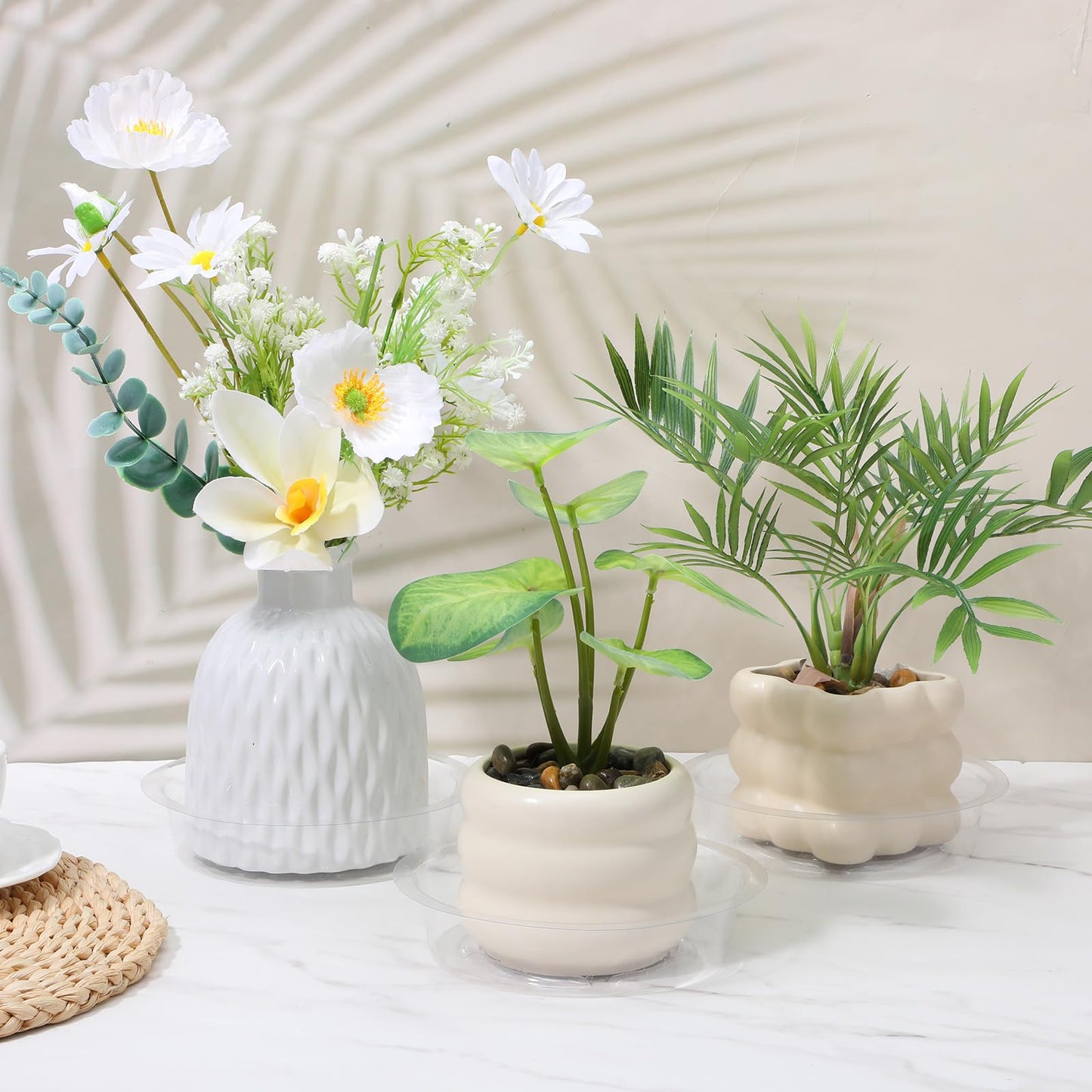 Ckhoid 50PCS Clear Plant Saucers 4/6/8/10/12 Inch Plastic Plant Pot Trays Round Water Tray Flower Pot Saucers Drip Plate Dish for Garden Indoor & Outdoor Planters