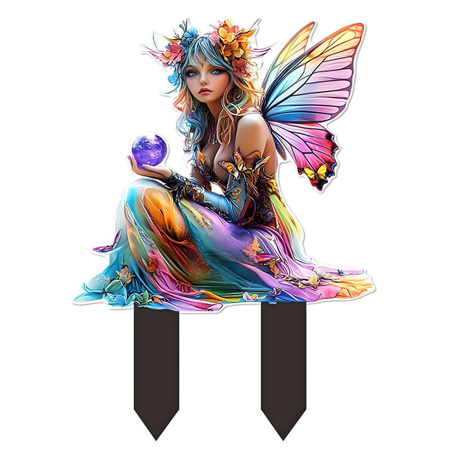 YUEYINGMG Garden Decor, Acrylic 2D Stake, Pot Plants Garden Yard Lawn Outdoor Fairy Statue Ornaments, Fairy Garden Accessories Decoration (Style A)
