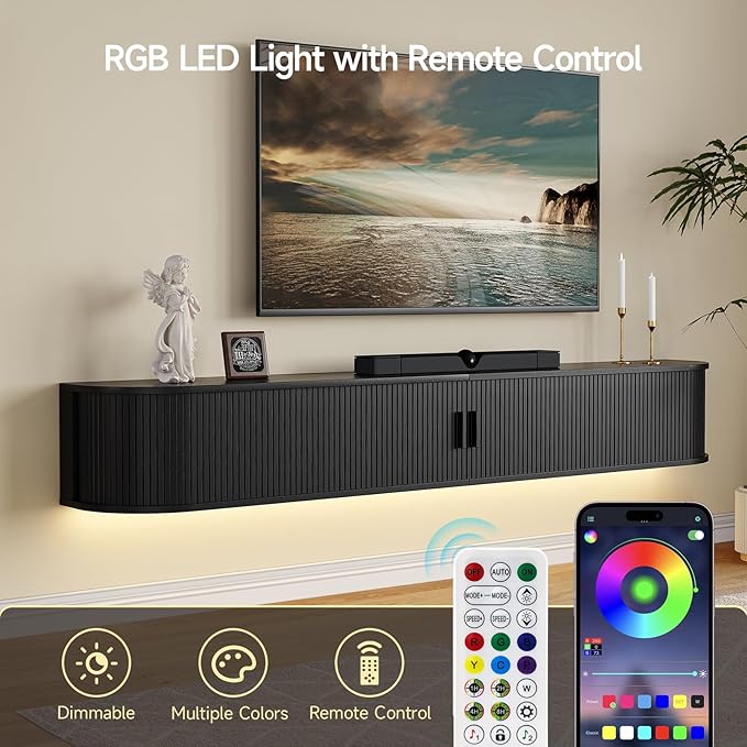 80" Floating TV Stand with Power Outlet