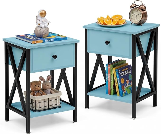 VECELO Nightstands Set of 2, Modern Bedside End Tables, Night Stands