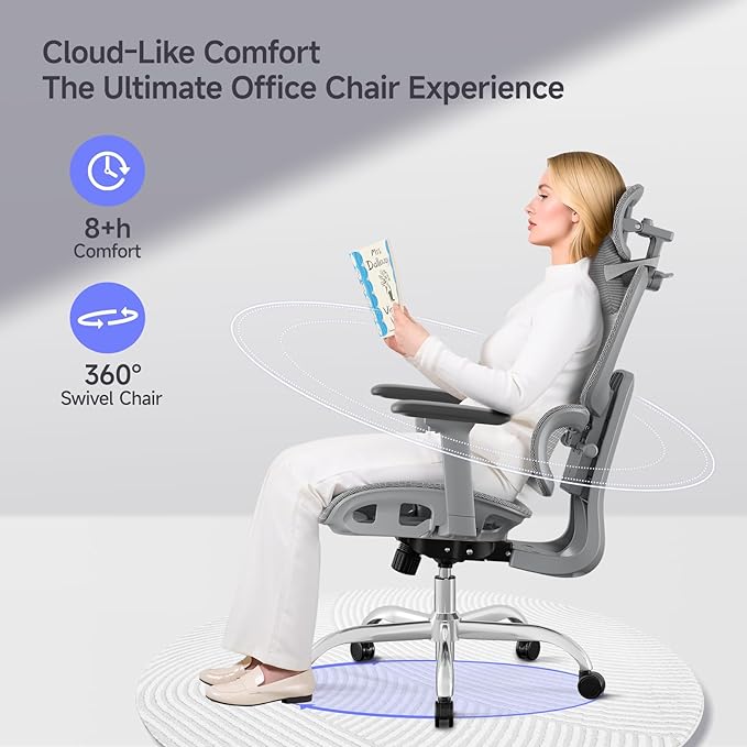 Ergonomic Office Chair with 3D Headrest, Computer Chair with Adjustable