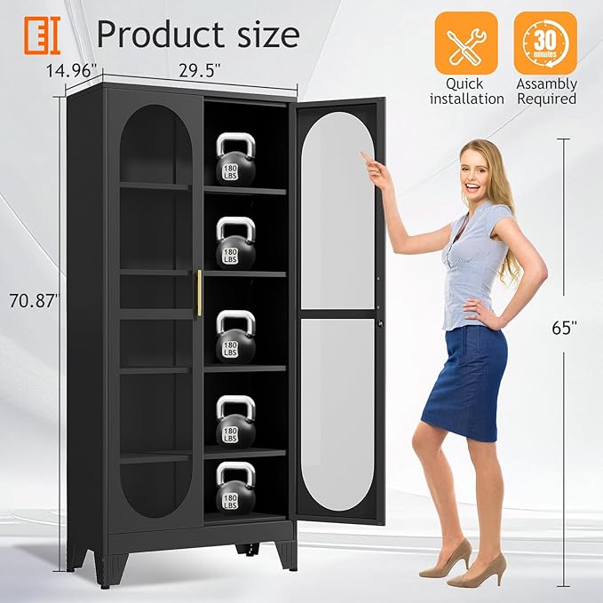 PAOFIN 71" H Locking Display Cabinet