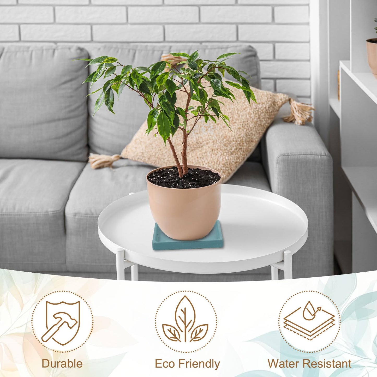 uxcell 2 Pcs Square Plant Saucers, 4.7 Inch Ceramics Plant Drip Trays for Pots, Heavy Duty Flower Pot Saucers for Indoors and Outdoors, White