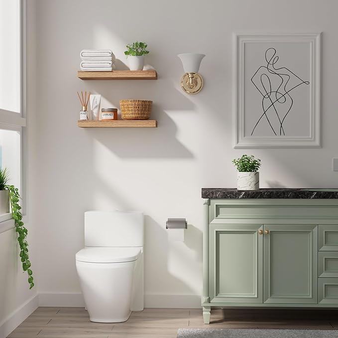 Oak Floating Shelves Wood for Wall 15.7in Wall Mounted Display Ledge Shelves
