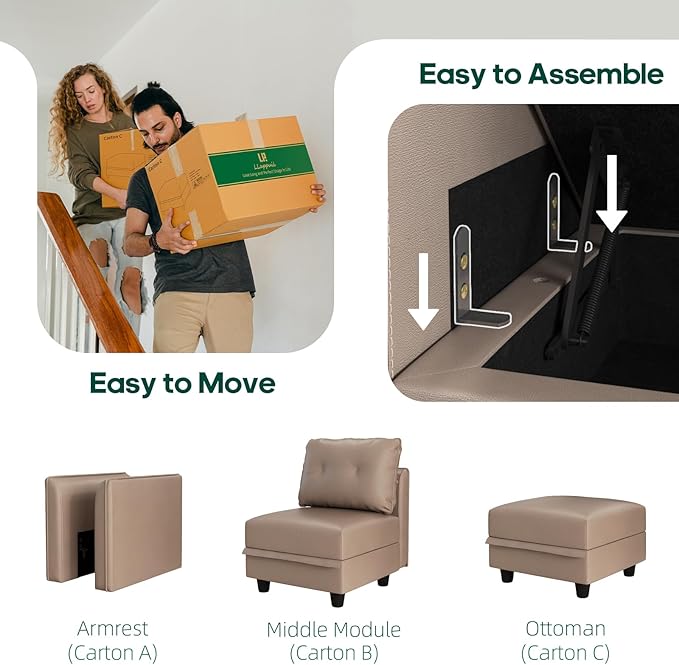 LLappuil Modular Sectional Sofa Middle Module Storage Seat