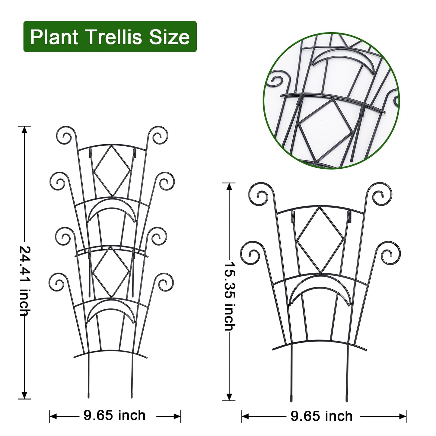 Yhtpouqe Stackable Plant Support Stakes, 2 Pack Metal Twig Plants Trellis for Indoor and Outdoor Use, Garden Accessories for House Potted Flower Monstera Trumpets 15.35 inch