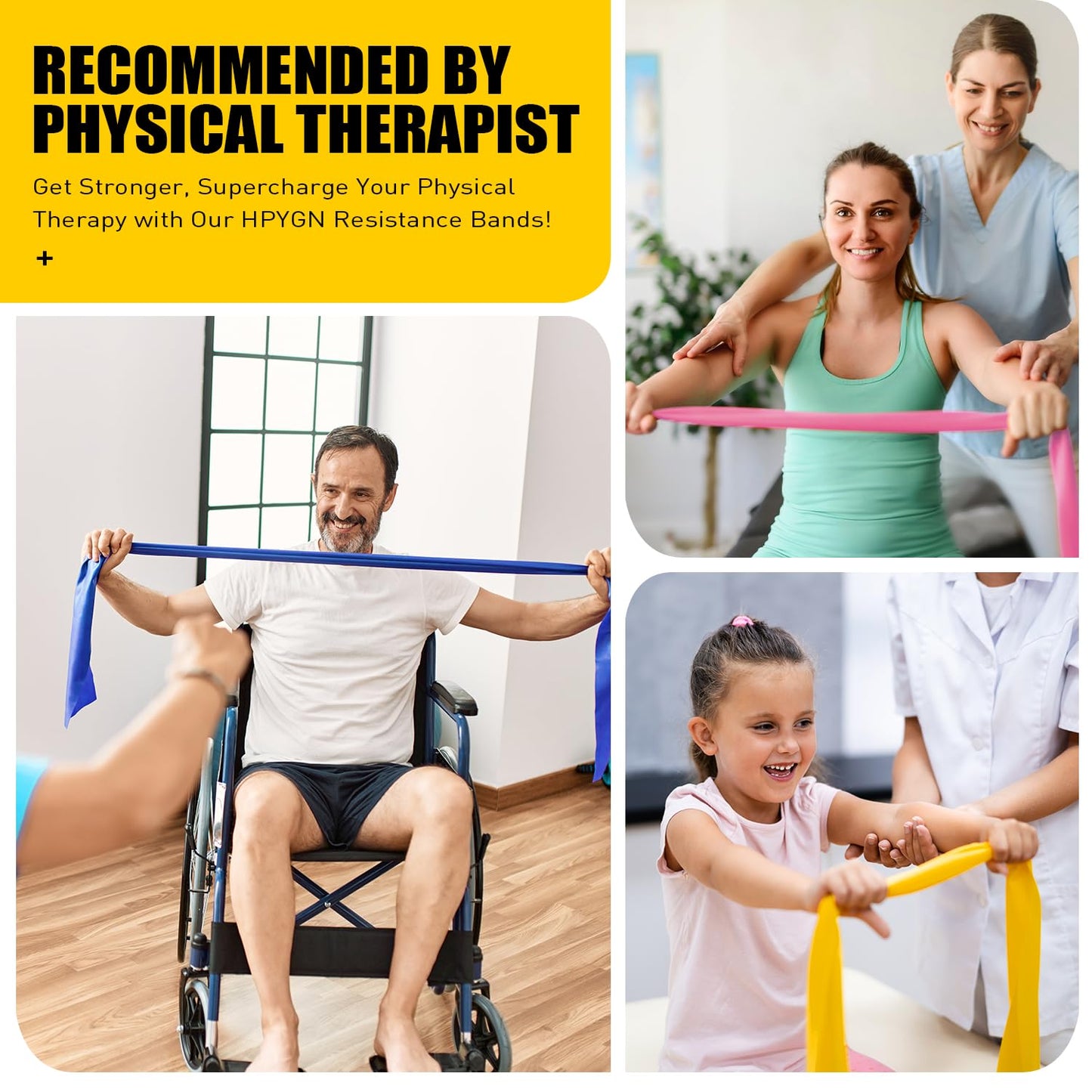 Resistance Bands, Exercise Bands, Physical Therapy Bands for Strength Training, Yoga, Pilates, Stretch Elastic Band with Different Strengths, Workout Bands for Home Gym
