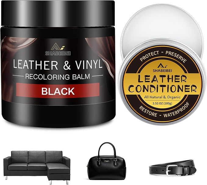 Leather Recoloring Balm with 100ml Mink Oil, Car Seats, Dye & Restorer