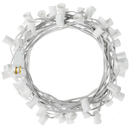 Brightown C9 Light Strand 100 FT for E17-12 Spacing, Outdoor String Light Christmas Stringer with 100 Sockets for Patio (White)