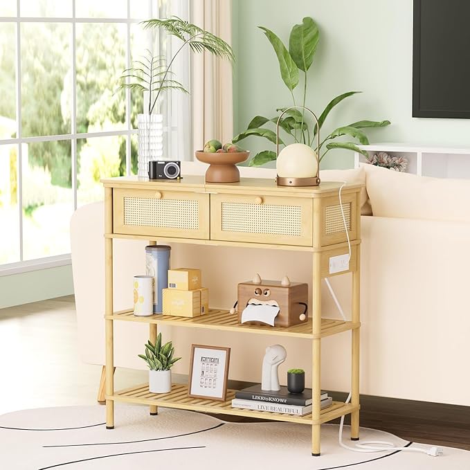 Entryway Table Sofa Console Table, Bamboo Small Entry Way Table