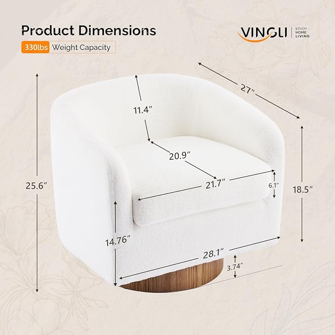 VINGLI 360°Swivel Accent Chair