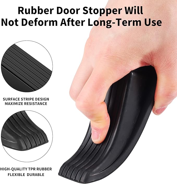 Door Stoppers, 2 Pack Premium Rubber Door Stoppers for Bottom of Door Security Rubber, Door Stopper Wedge for Carpet Heavy Duty Door