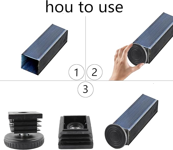 8Pcs Adjustable Leveling Feet, Square Insert Kit, Furniture Glide Leveler
