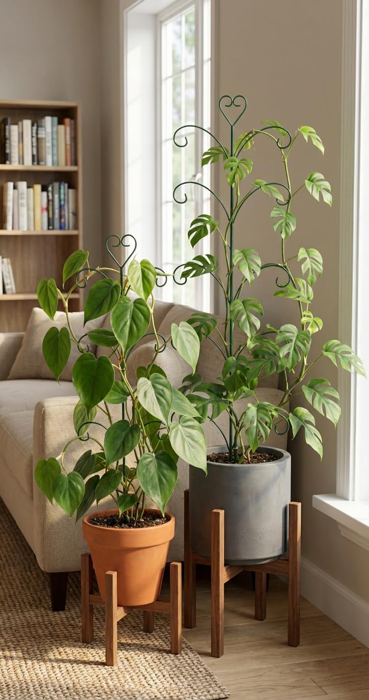 2 Pack Monstera Plant Support Trellis, 31” & 46” Adjustable Steel Plant Stakes for Indoor & Outdoor Use, Plant Trellis for Potted Climbing Plants, Tall Pothos Plant Climber Support for Ivy Pothos Hoya
