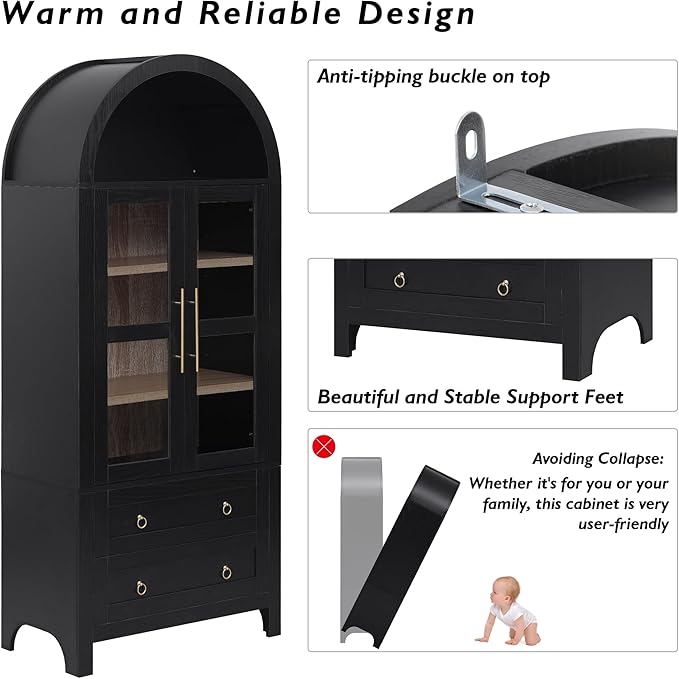 71" Arched Storage Cabinets