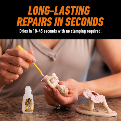 Gorilla Super Glue with Brush & Nozzle Applicator, Clear Glue, 12 Gram (Pack of 24) - All Purpose and Fast Setting for Projects and Repairs