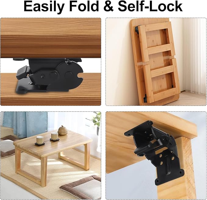 Self Locking Hinges Furniture Table Legs Locking Brackets, 90 Degree Folding
