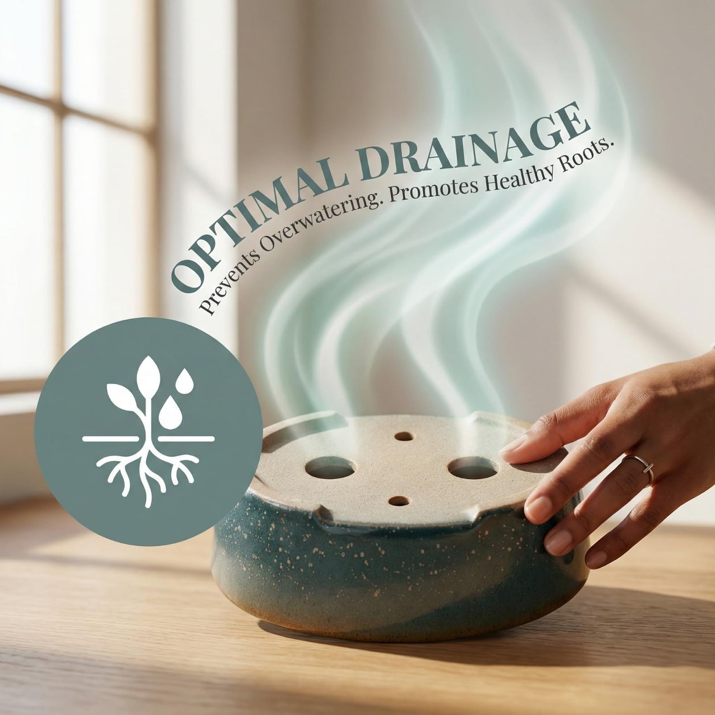 krayce Serenya 6.3 Inch Ceramic Bonsai Pots with Drainage Trays, 3 Pack Shallow Kiln Glazed Planters for Succulents & Bonsai, Indoor Outdoor Decor for Beginners