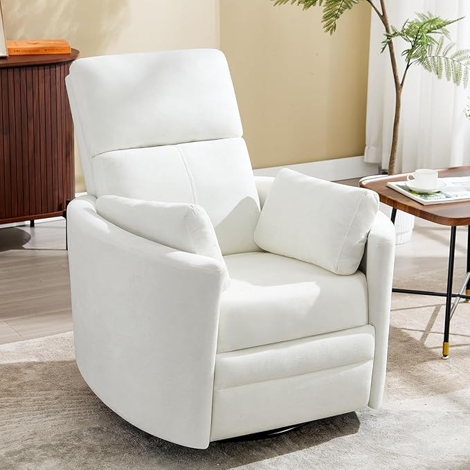 Manual Recliner 360°Swivel Rocking Chair, Nursery Rocking Glider Chair