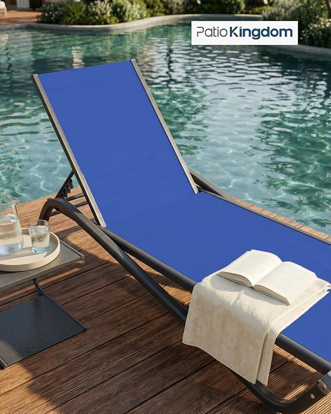 Patio Chaise Lounge Chairs Set of 6, All-Weather Aluminum Pool Loungers