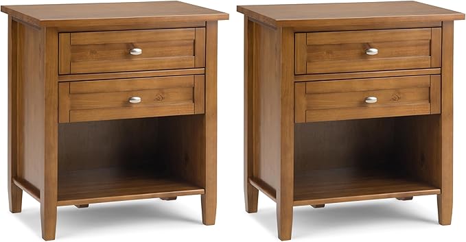 SIMPLIHOME Warm Shaker Solid Wood 24 inch Wide Transitional-Style Bedside