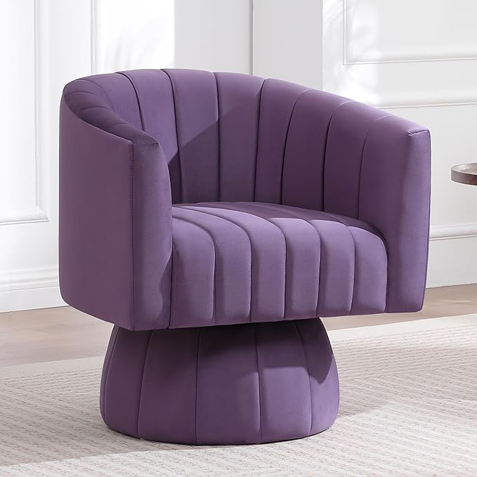 Swivel Accent Barrel Chair, Cute Comfy Small Round 360° Arm Chair. Velvet Club