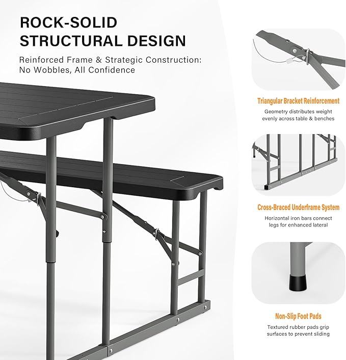 VINGLI Folding Picnic Table and Bench Set
