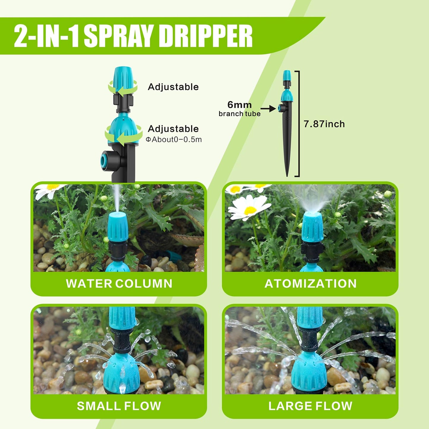 Drip Irrigation System 98ft, Fast Connect Automatic Irrigation Kit with 12mm, 6mm Blank Distribution Tubing and Accessories, DIY Garden Watering Equipment for Garden, Greenhouse, Flower Bed, Patio