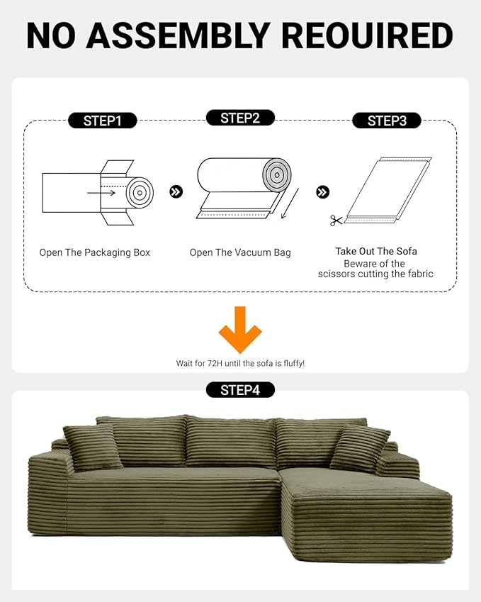108 Inch Cloud Sectional Couch, Modern Modular Sectional Sofa