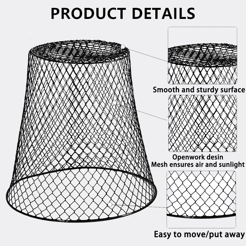 Airsnigi 24Pcs Chicken Wire Plant Cover,9x9 inch Garden Cloches Black Metal Chicken Wire Cloches Plant Protector Cover for Keeping Bunnies Rabbits Chickens Birds Squirrels Small Animals Out