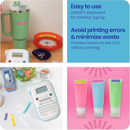 Brother P-Touch PT-N10 Personal Handheld Label Maker, Portable and Prints, P-Touch Btag ~½” (12mm) Wide Color Personalized Label Tapes, (Pack of 3)