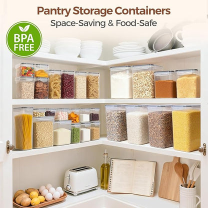 ComSaf Rice Container Set of 2(9.5L/10Qt), Large Airtight Food Storage Containers with Lid and Rice Washer, Plastic Canisters Sets for The Kitchen, Pantry Organizers for Flour, Cereal and Cooking