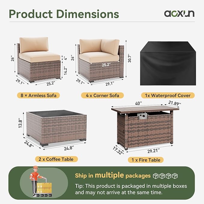 Aoxun 15 Piece Patio Furniture Set