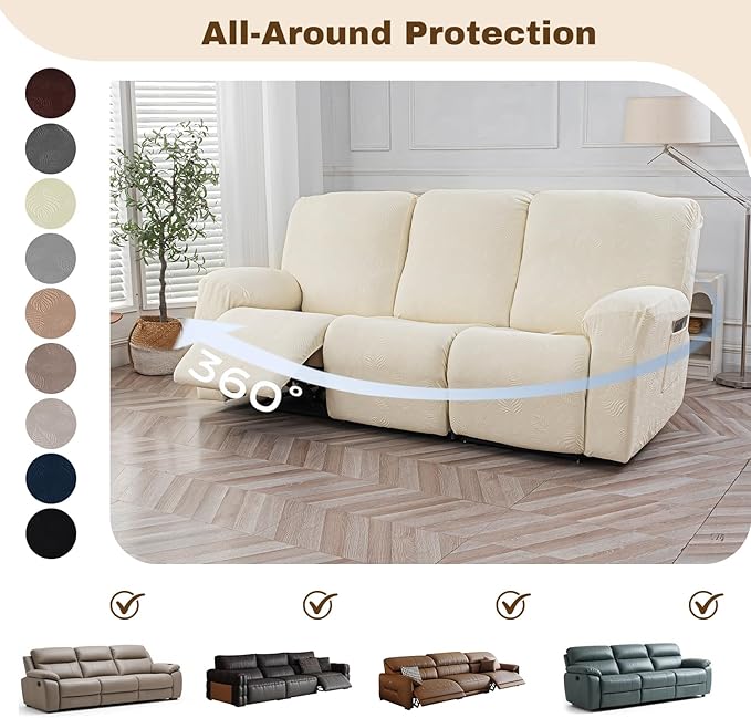 Gennia Recliner Sofa Covers 5 Pieces, Waterproof Sectional Couch Cover Stretch