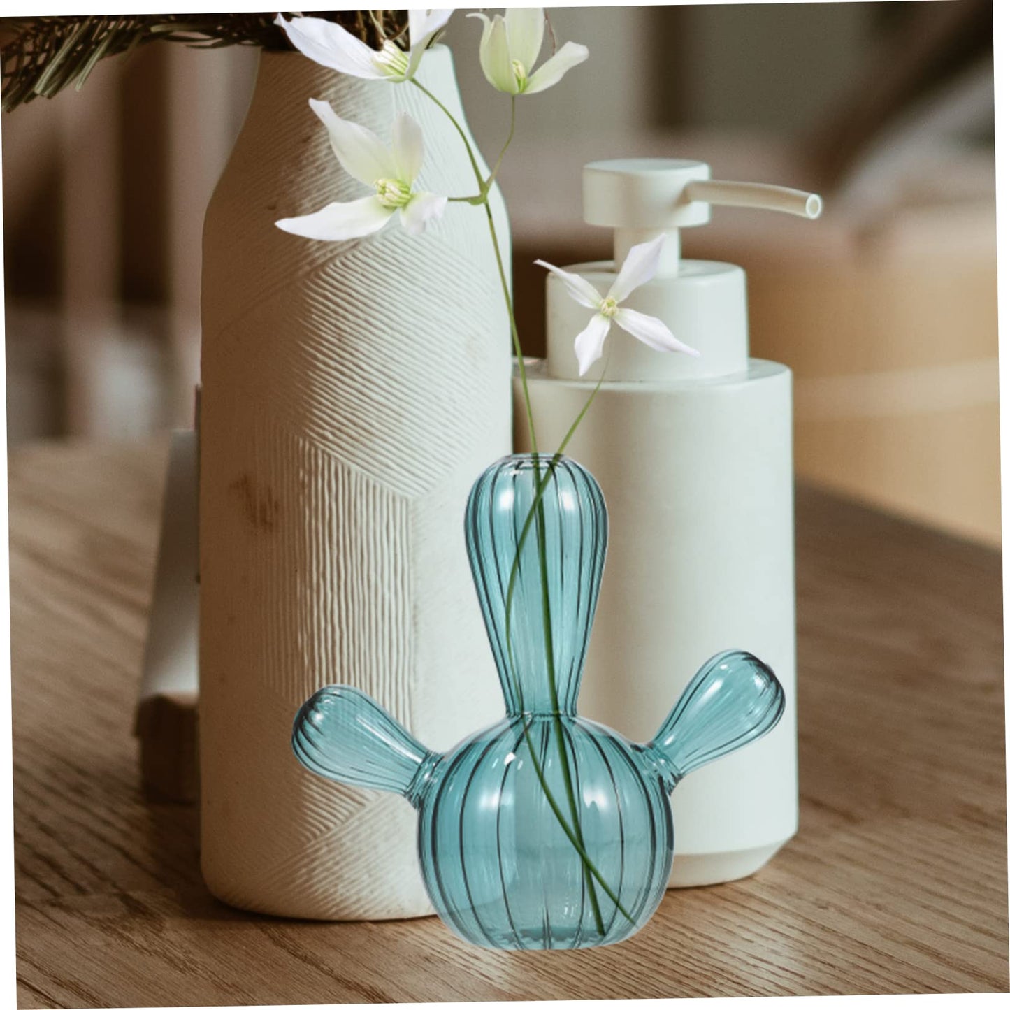 Bottle Decoration Cactus Shape Container Hydroponic Flower Bottle Hydroponic Plant Vase Cactus Terrarium Holder Cute Succulent Pots Mini Planter Pots Glass Hydroponics