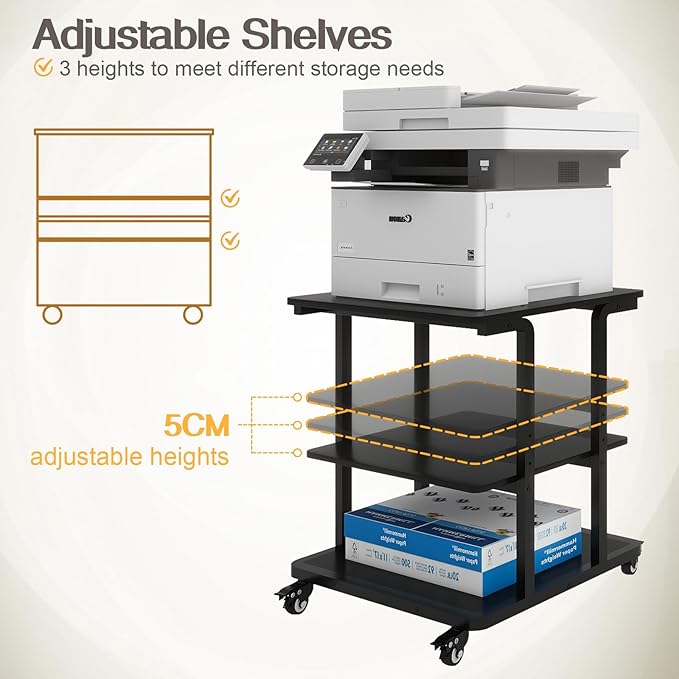 Natwind Printer Table Platform,3 Tier, Black