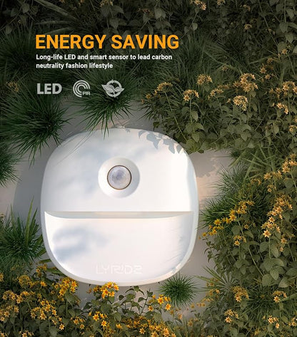 Lyridz Plug in Night Light with Motion Sensor and Dusk to Dawn Sensor, Dimmable Cool White Nightlight with 1-50lm Adjustable Brightness for Bedroom, Bathroom, Stairs, Hallway, 4 Pack