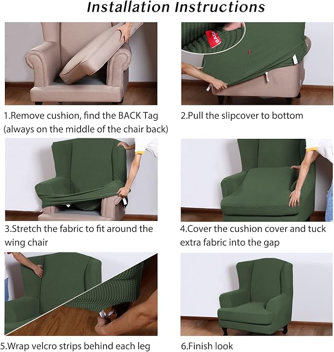 Turquoize Wingback Chair Covers 2 Piece Wing Chair Slipcover Stretch Slipcovers