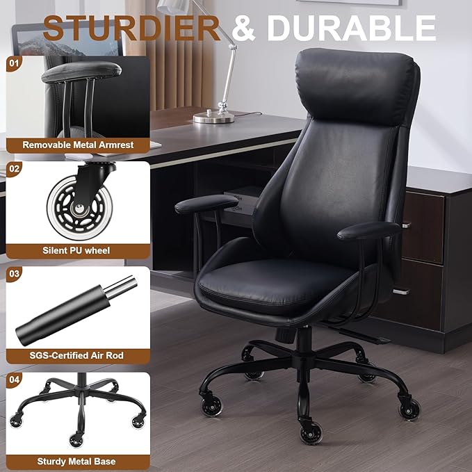 E-Motie Office Chair, Leather Desk Chair