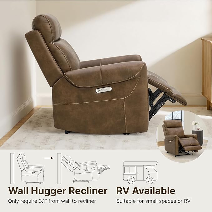 KISLOT Leather Recliner Chair for Adults Wall Hugger RV Recliner