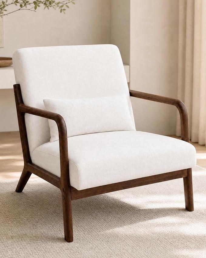 Garvee Mid-Century Chenille Accent Chair, Cozy Reading Chair, Modern Lounge