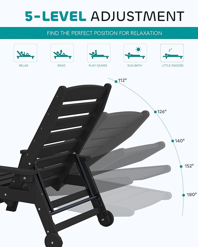 SERWALL Patio Chaise Lounge Chair Set of 2