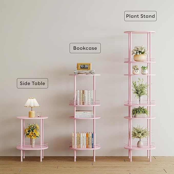 Pink Side Table Set of 2, Small Modern Round Side Table