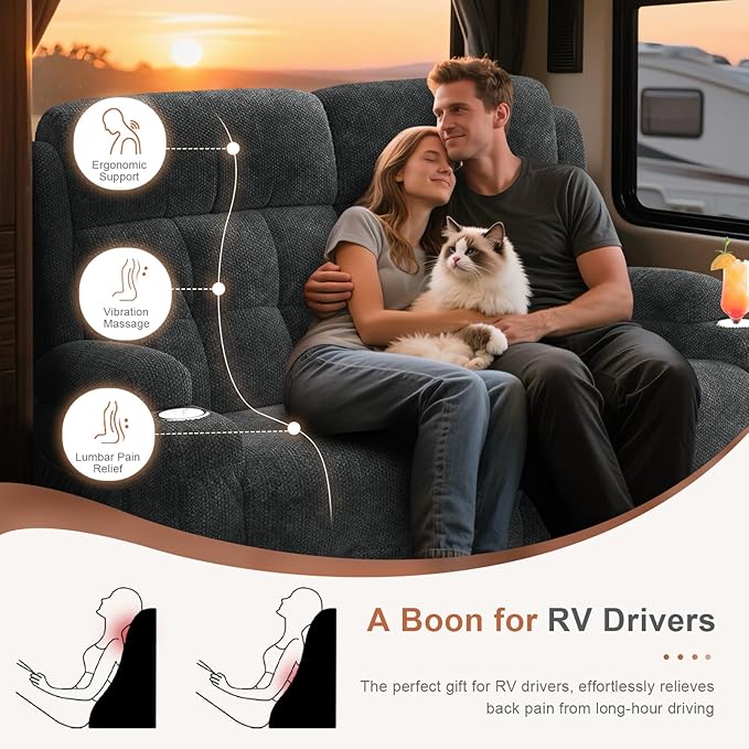 RV Loveseat Recliner Sofa, Wall Hugger Double Recliners