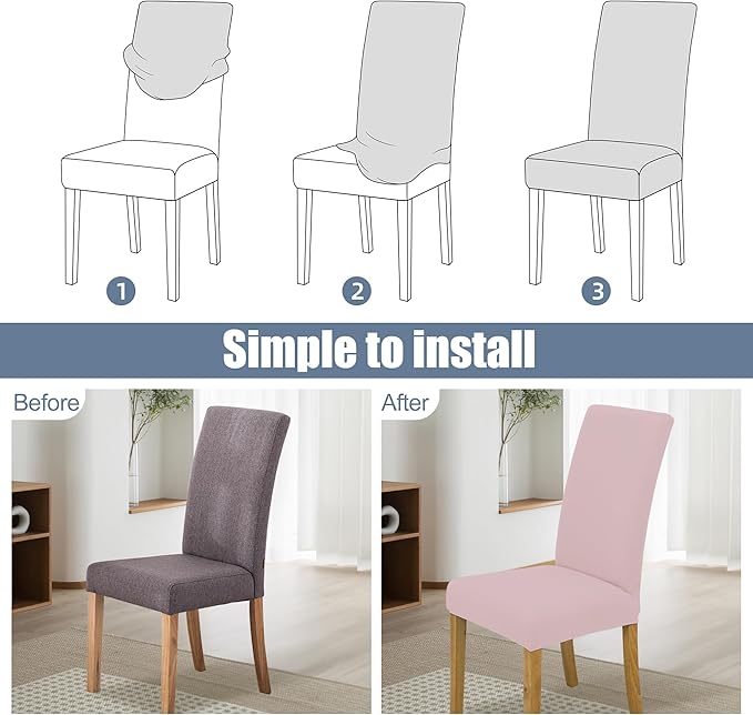 BIETYONE Stretch Dining Chair Covers Set of 4, Soft Removable Washable Kitchen