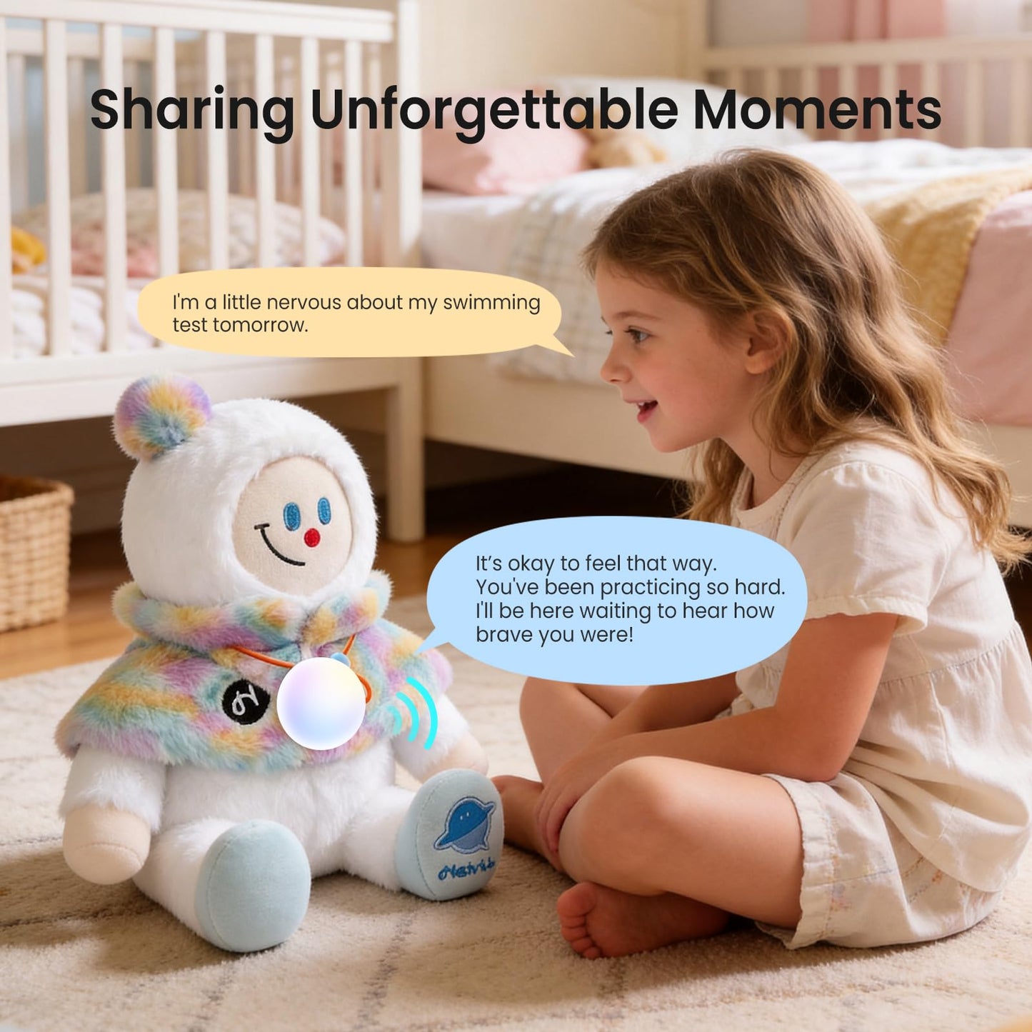 Smart AI Plush Toy Snowman Elf, Interactive Stuffed Animal for 3+ Kids, Screen-Free Educational Emo Robot with Advanced AI, APP with 16 Characters, Unique Gifts for Girls & Boys.Bedtime Companion