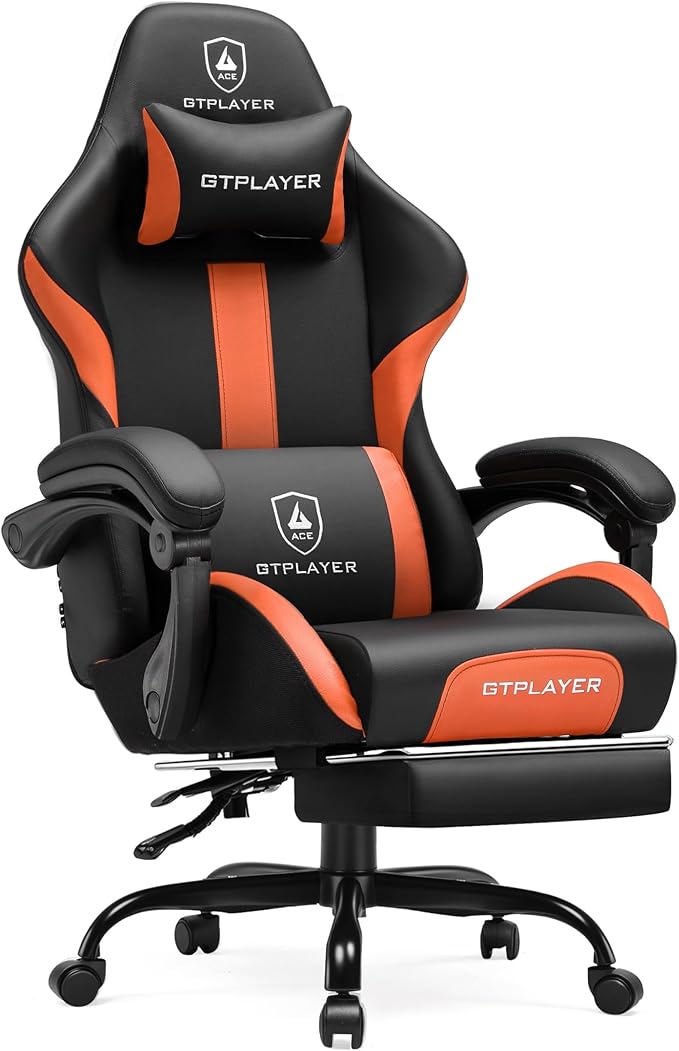 GTPLAYER Gaming Chair with Pocket Spring Cushion, Leather Office Chair with